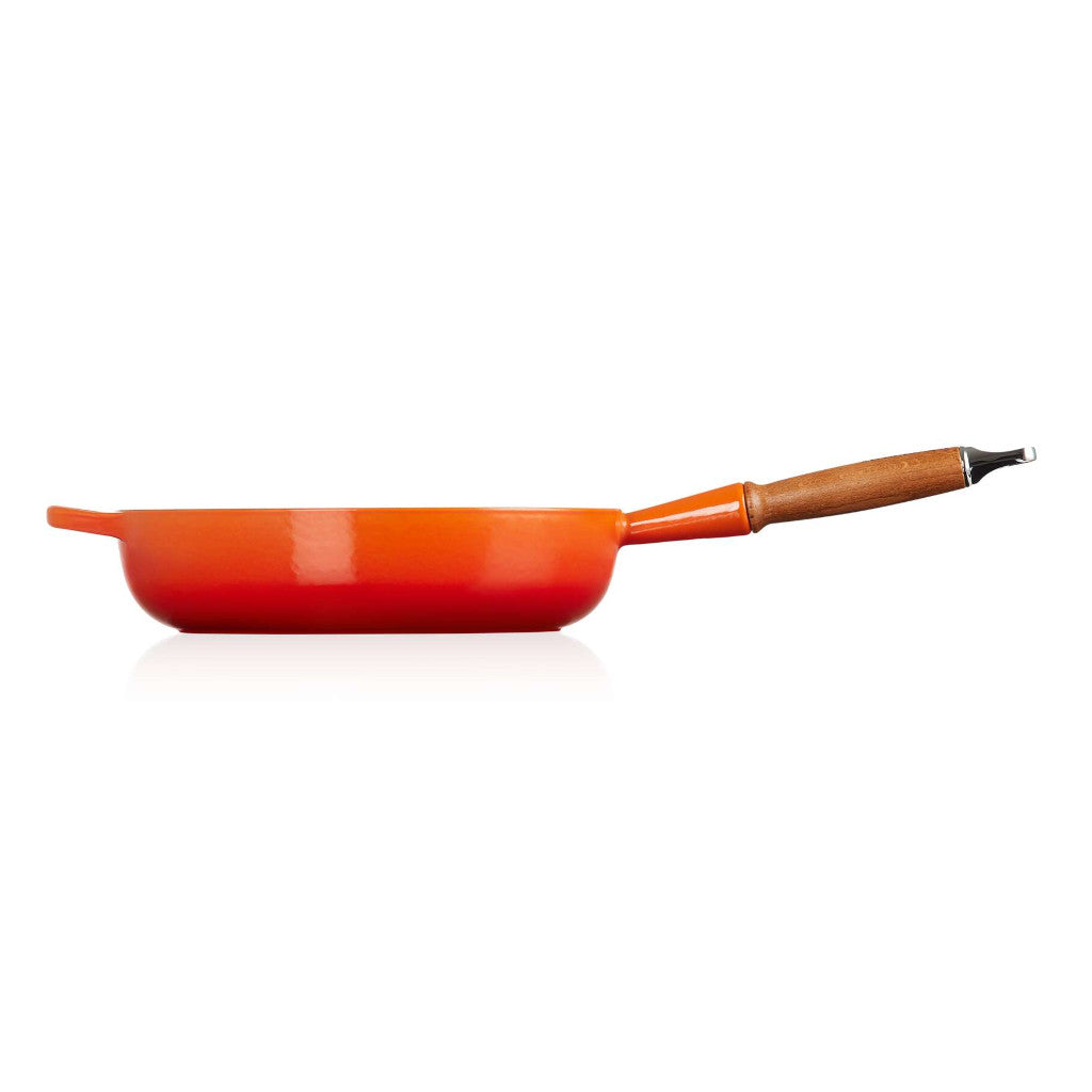 LE CREUSET Padella Alta con Manico in Legno Evolution Arancio